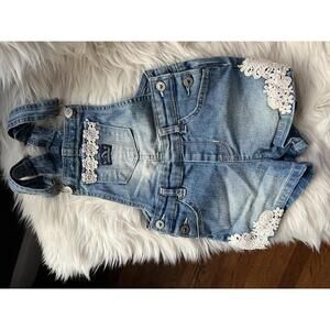 Adorable Jordache Denim Overalls with Floral Lace Trim Size 5 T